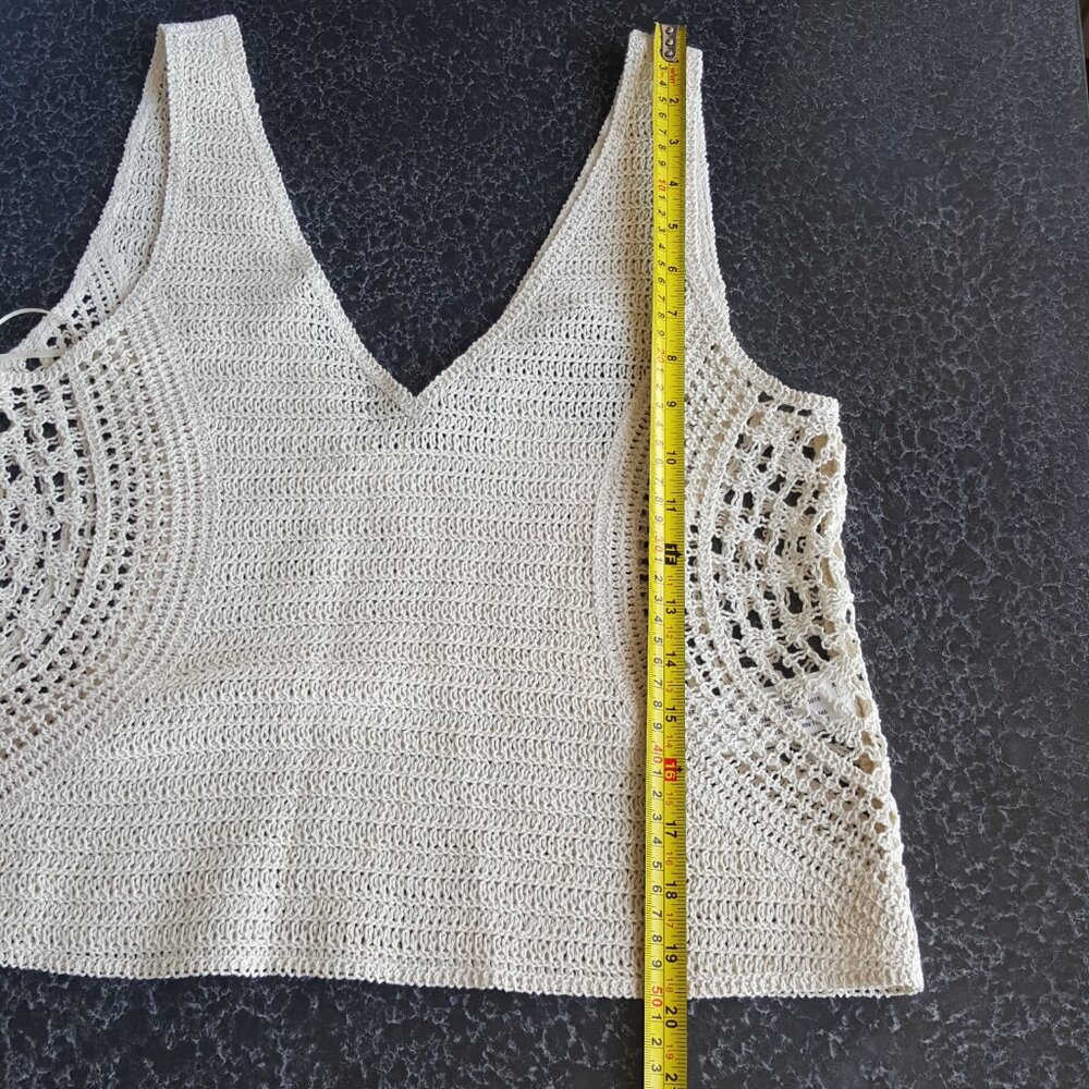 massimo dutti  ! v-neck crochet top - cream - Picture 9 of 9